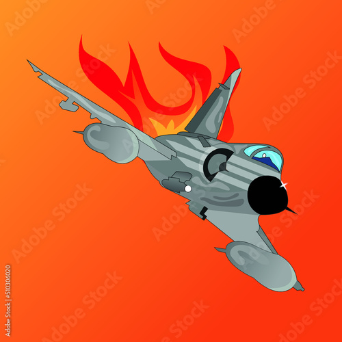Fighting Jet Airplane Flat Illustration