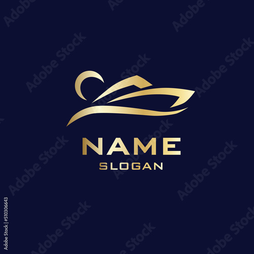 Yacht logo formed with luxurious gold color cruise company