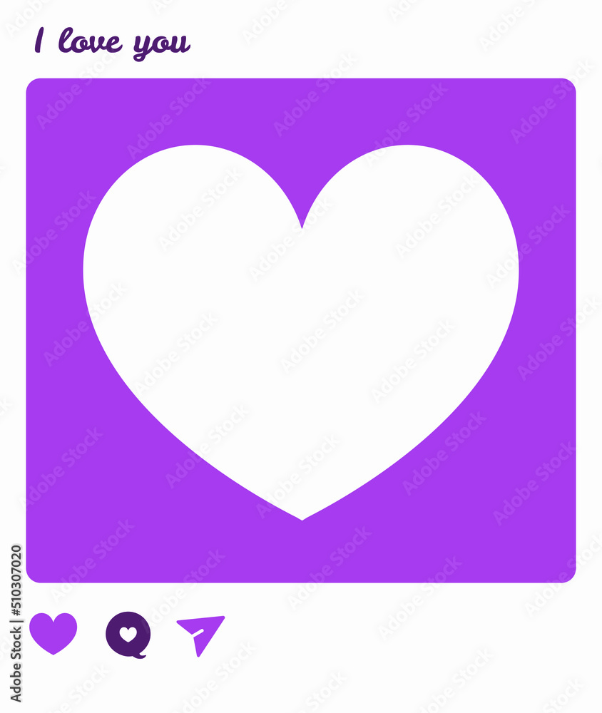 Purple light Valentine Card with Heart for Valentin's day or Dia dos namorados for your Boyfriend or Girlfriend in Love photograph like model instant photo retro cute romantical relationship