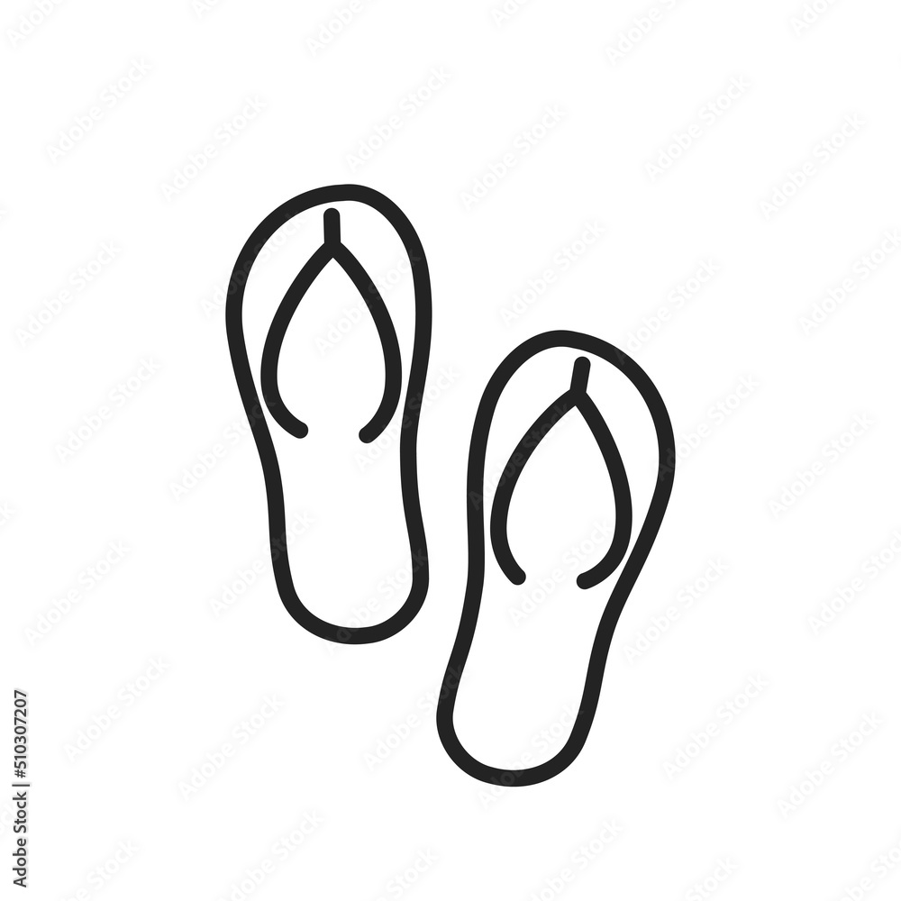 flip flops line icon. beach slippers. summer and sea vacation symbol. vector image for tourism design flip flops line icon. beach slippers. summer and sea vacation symbol. vector image for tourism design