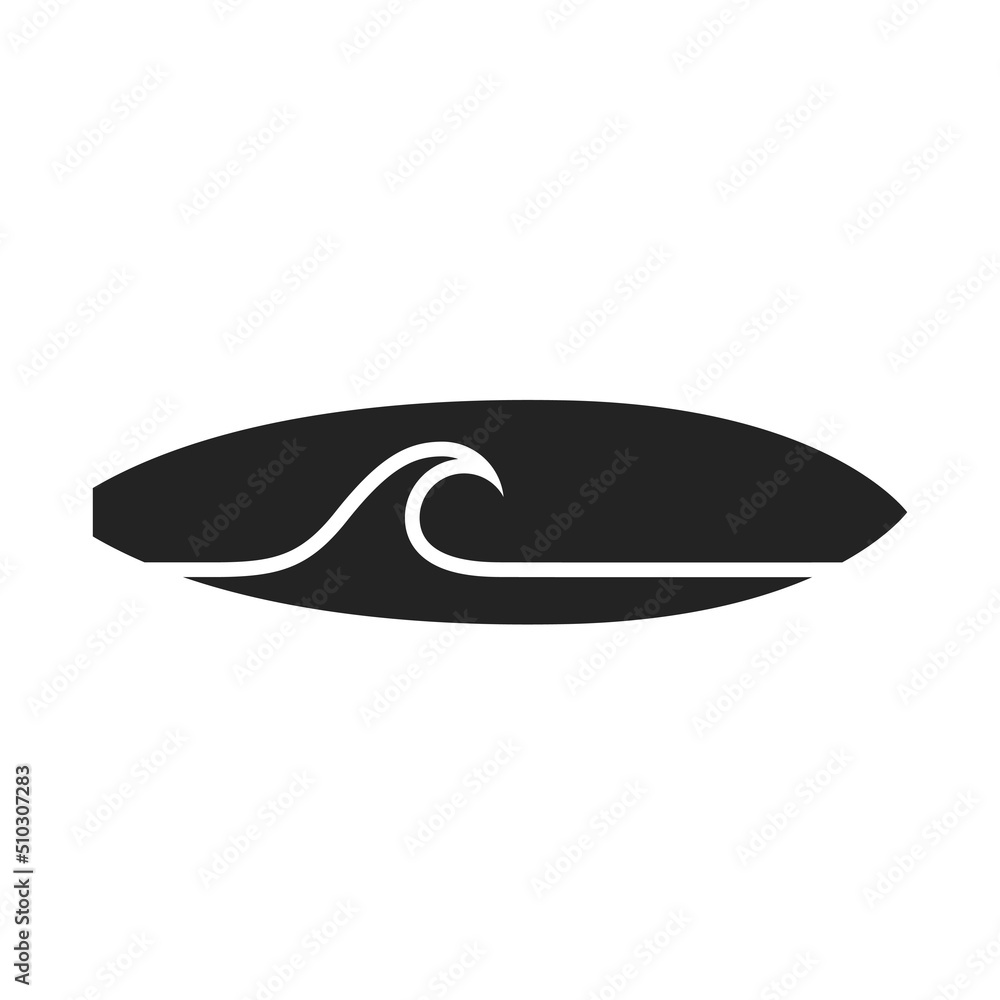 surfing icon. surfboard with wave. sea sport symbol. isolated vector image