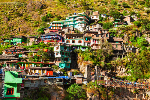 Colorful local houses in Manikaran, India