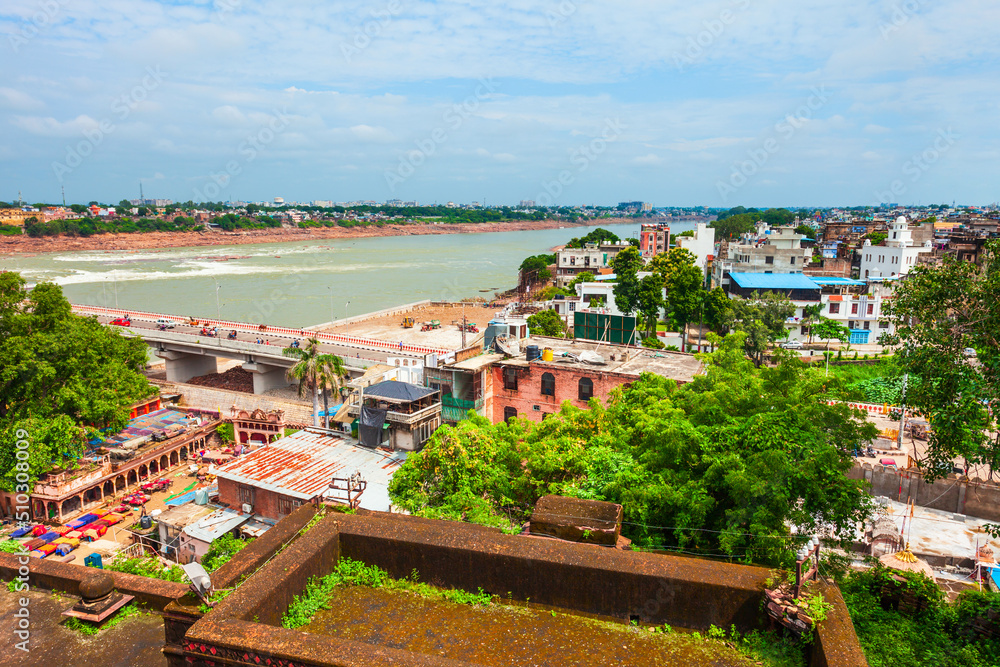 Kota city aerial panoramic view, India