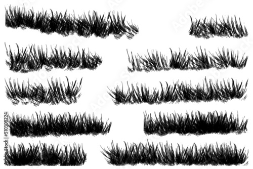 set of grass silhouettes