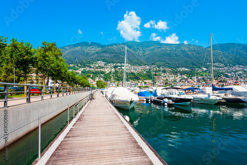 Locarno port with boats  Switzerland