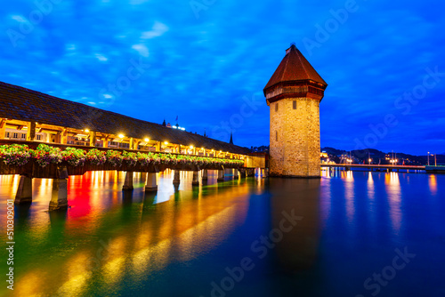 Kapellbrucke Bridge, Wasserturm Tower, Lucerne