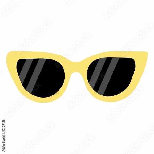 Sunglasses with yellow frames and black lenses. Yellow glasses. Vector illustration in flat style