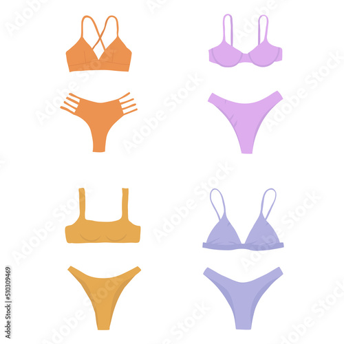purple and orange swimsuit set
