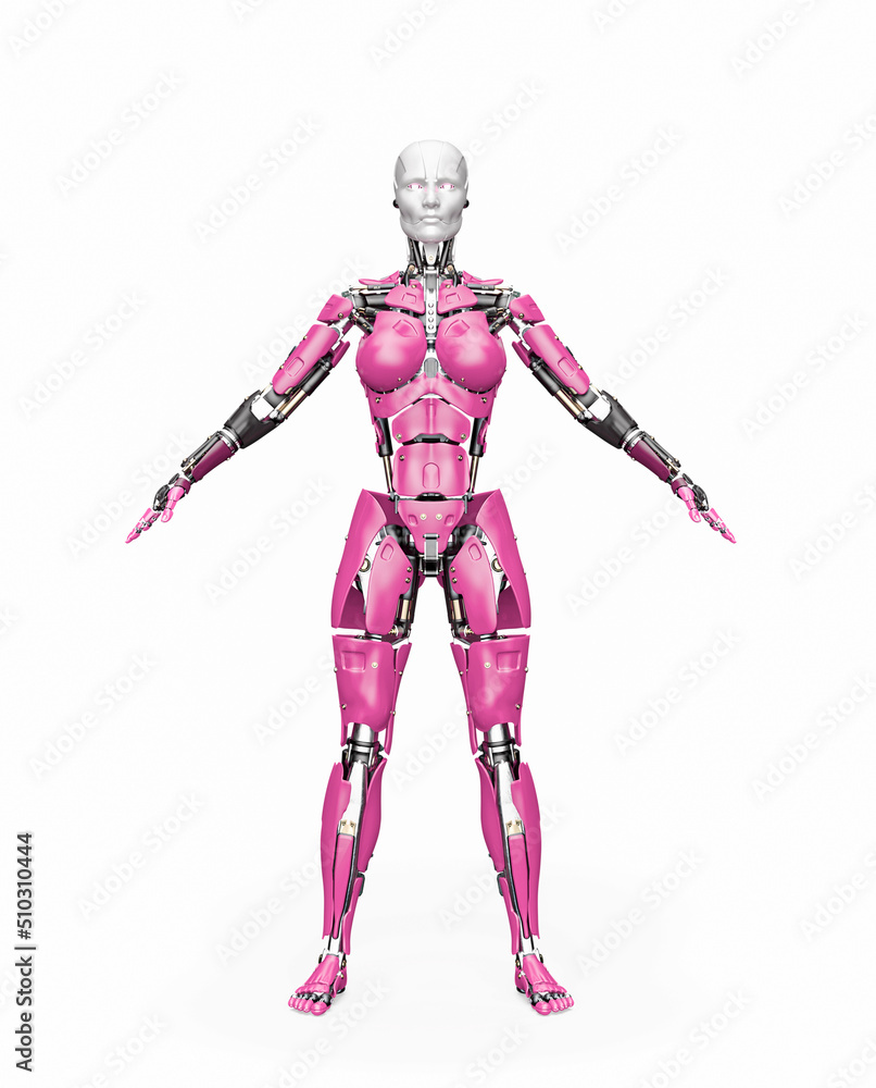 amazing robot in a pose on white background