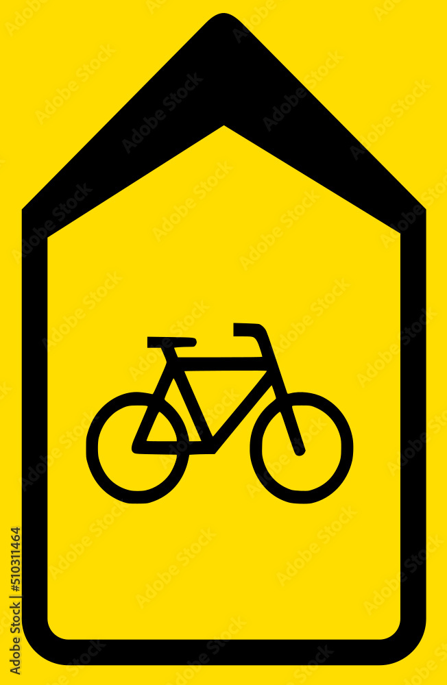 Direction sign for deviation cyclists in yellow used in the Netherlands as arrow sign straight on Direction sign for deviation cyclists in yellow used in the Netherlands as arrow sign straight on