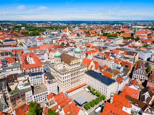 Augsburg old town aerial panoramic view
