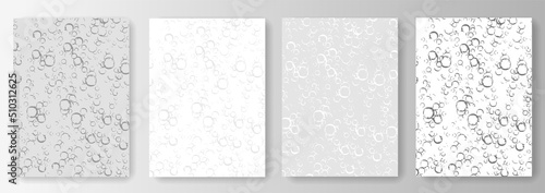 Collection of white and gray backgrounds with bubbles