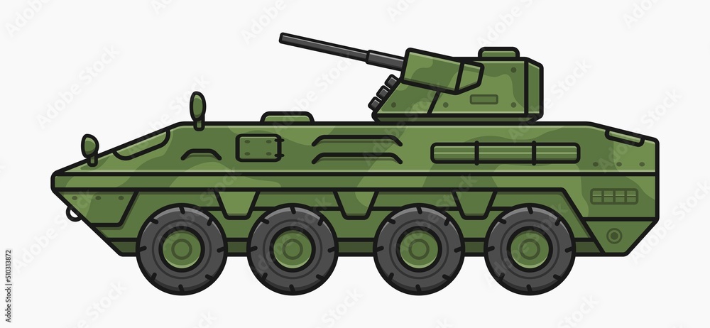 modern armoured personnel carrier vehicle vector flat illustration