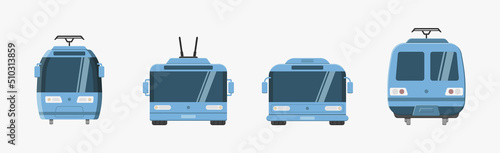 public transport front view icons vector illustration