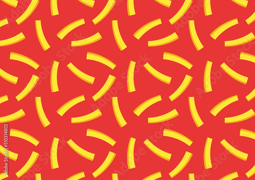 French fries patten. French fries vector pattern background. French fries fast food pattern on red background.