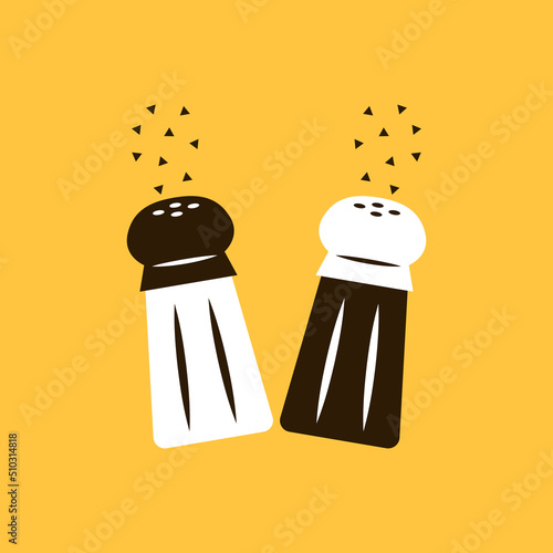 Salt and pepper vectors. Salt and pepper bottles. Pair of transparent glass shaker icon.