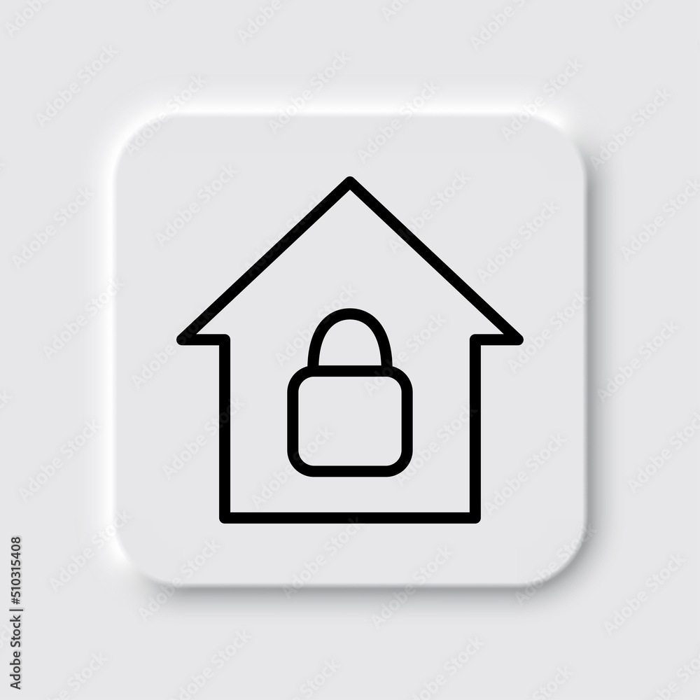 Lock, house simple icon. Flat design. Neumorphism design.ai Lock, house simple icon. Flat design. Neumorphism design.ai