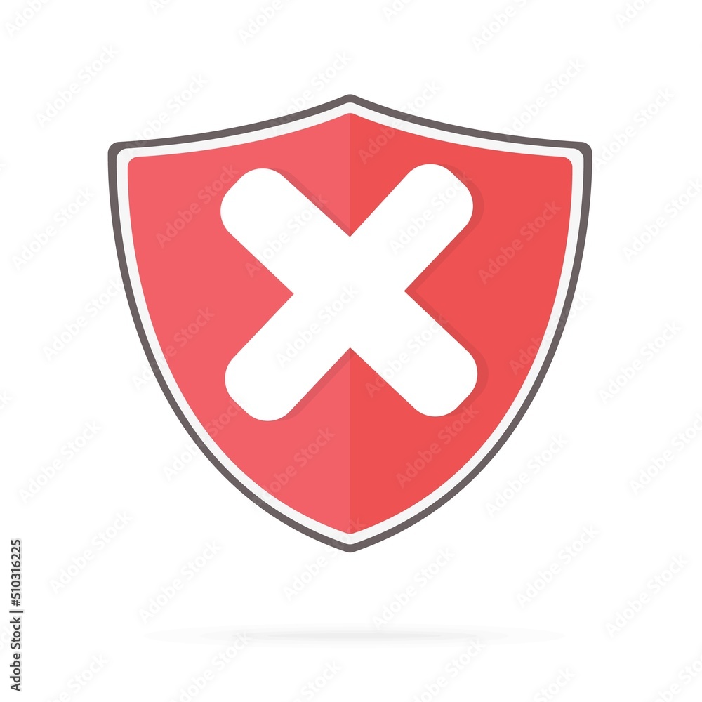 Obraz premium Capital letter X on red shield, on white background. Flat design illustration. Vector graphics