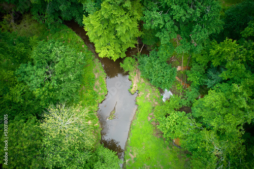 Foto Aerial Drone image of North Timber Creek in New Jersey surrounded by summer foli