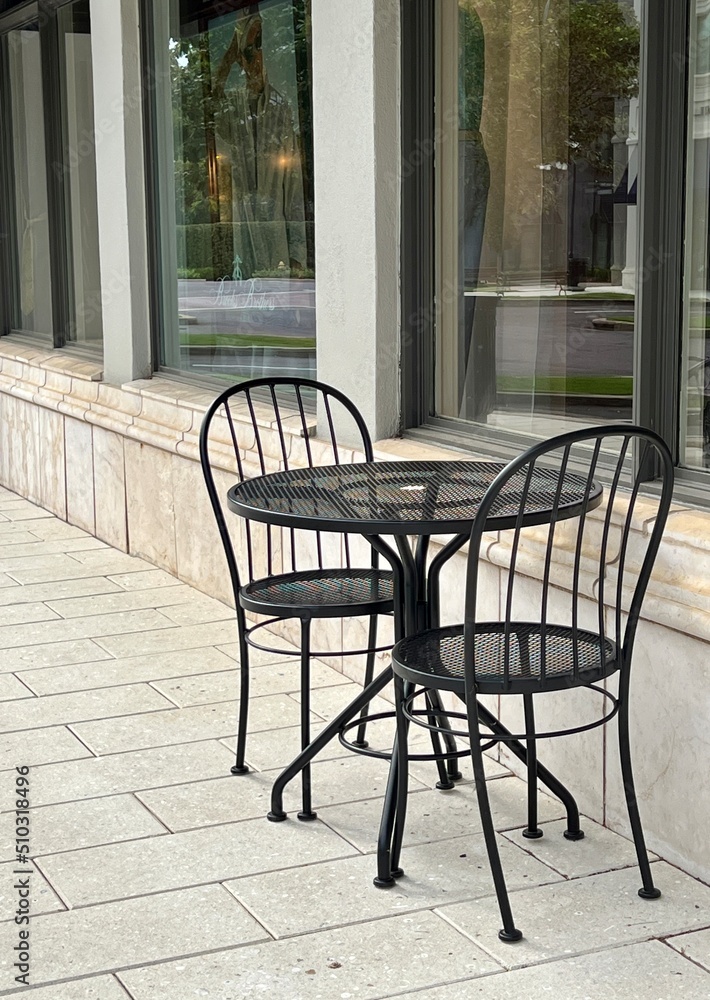 Outdoor wrought iron seating for a bistro