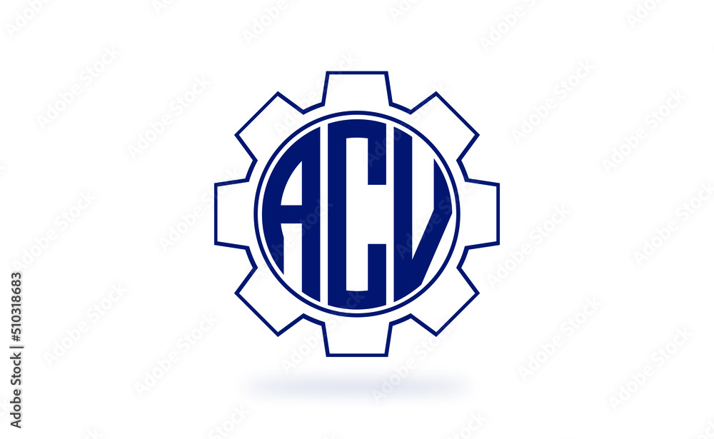 ACV three letter industrial logo with gear icon logo design vector ...