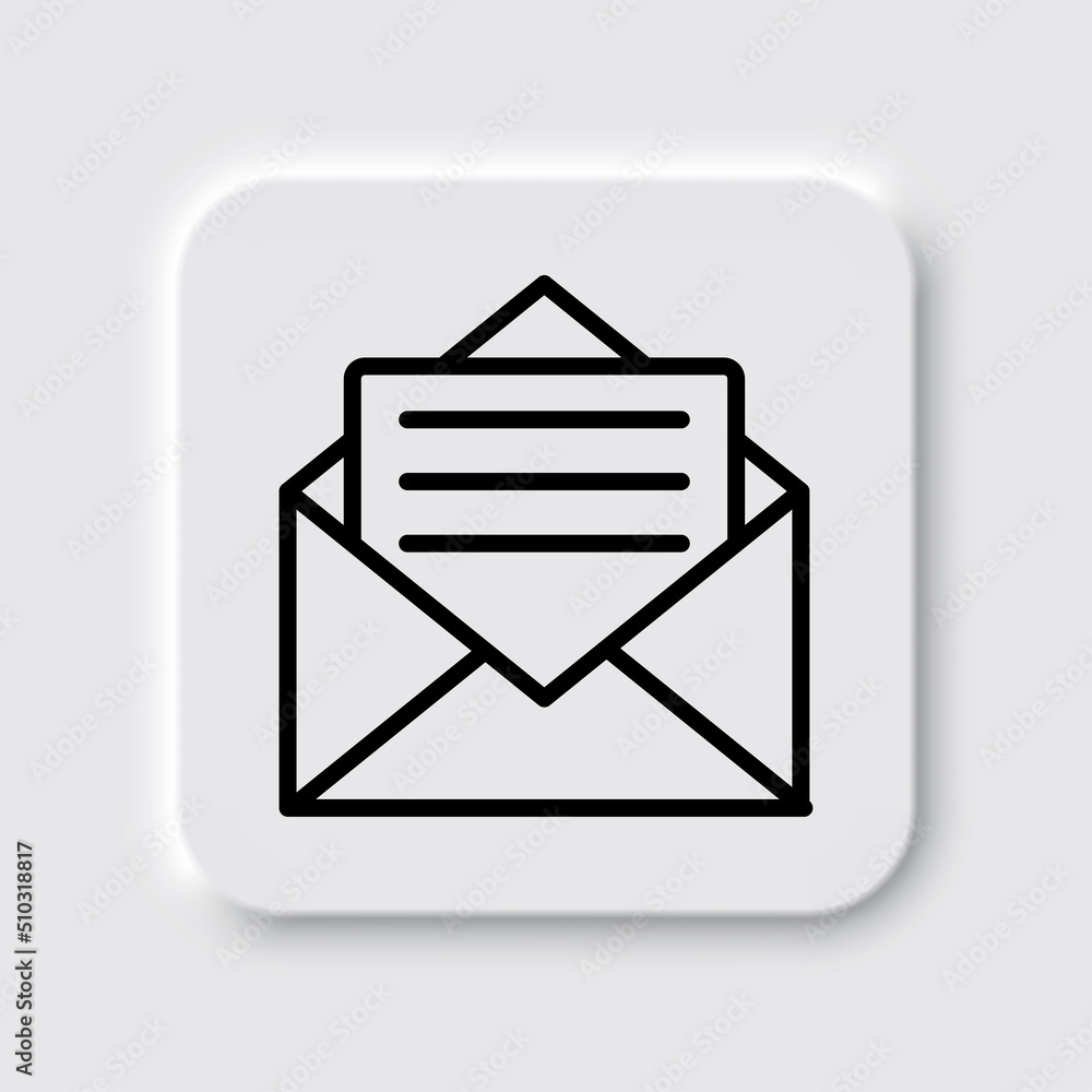Mail simple icon vector. Flat design. Neumorphism design.ai Mail simple icon vector. Flat design. Neumorphism design.ai