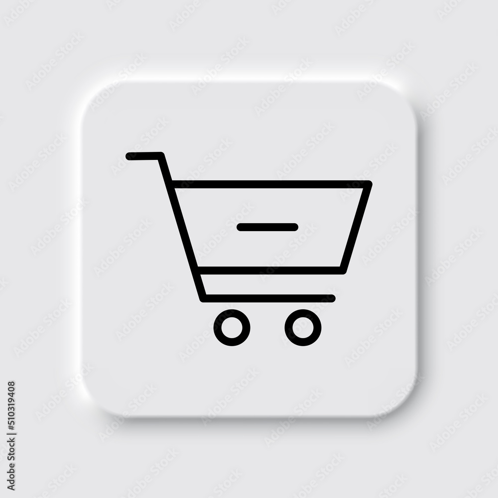 Shopping cart, minus simple icon vector. Flat design. Neumorphism design.ai Shopping cart, minus simple icon vector. Flat design. Neumorphism design.ai