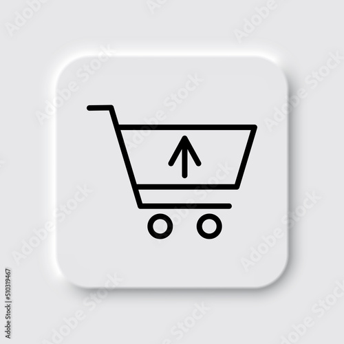 Shopping cart, sell simple icon vector. Flat design. Neumorphism design.ai