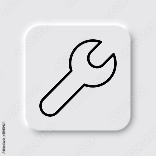 Wrench simple icon vector. Flat design. Neumorphism design.ai