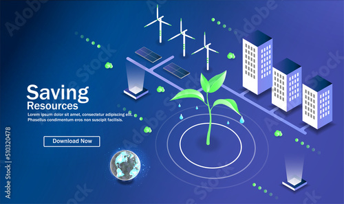 The concept of environmental, social and corporate governance. Isometric vector illustration. Save the earth, ecology. Protection of the environment from pollution. Vector
