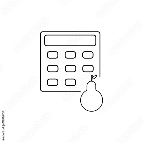 Calculator and pear sign. calorie counting eps ten