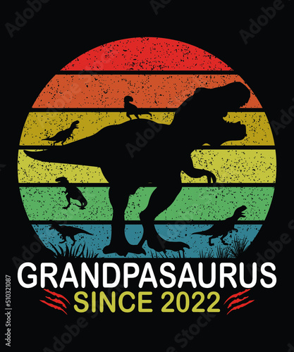 Grandpa Saurus Since 2022 Shirt, Father's Day Dinosaur Silhouette Shirt, Grandpa Shirt, Father's Day 2022 Shirt, Retro Vintage Background Shirt, Since 2022 Shirt, Happy Father's day Shirt Template