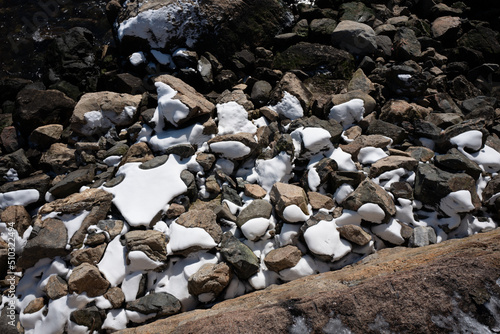 snow rocks at beach