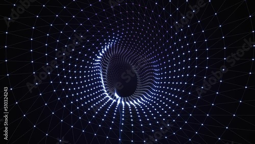 Flying through endless data matrix tunnel meditative 3d animation loop