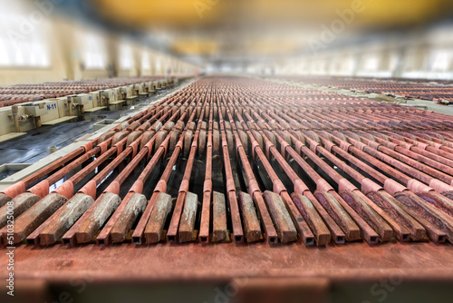 Quadro em tela Copper electrolysis-cathode plates