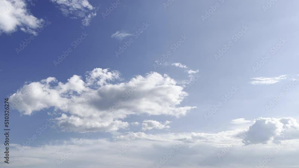 Clouds in the blue sky, unique real time video, great for skies replacement on movies Clouds in the blue sky, unique real time video, great for skies replacement on movies