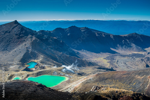 View of Tongariro Crossing from Mount Ngauruhoe, New Zealand