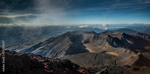 View of Tongariro Crossing from Mount Ngauruhoe, New Zealand
