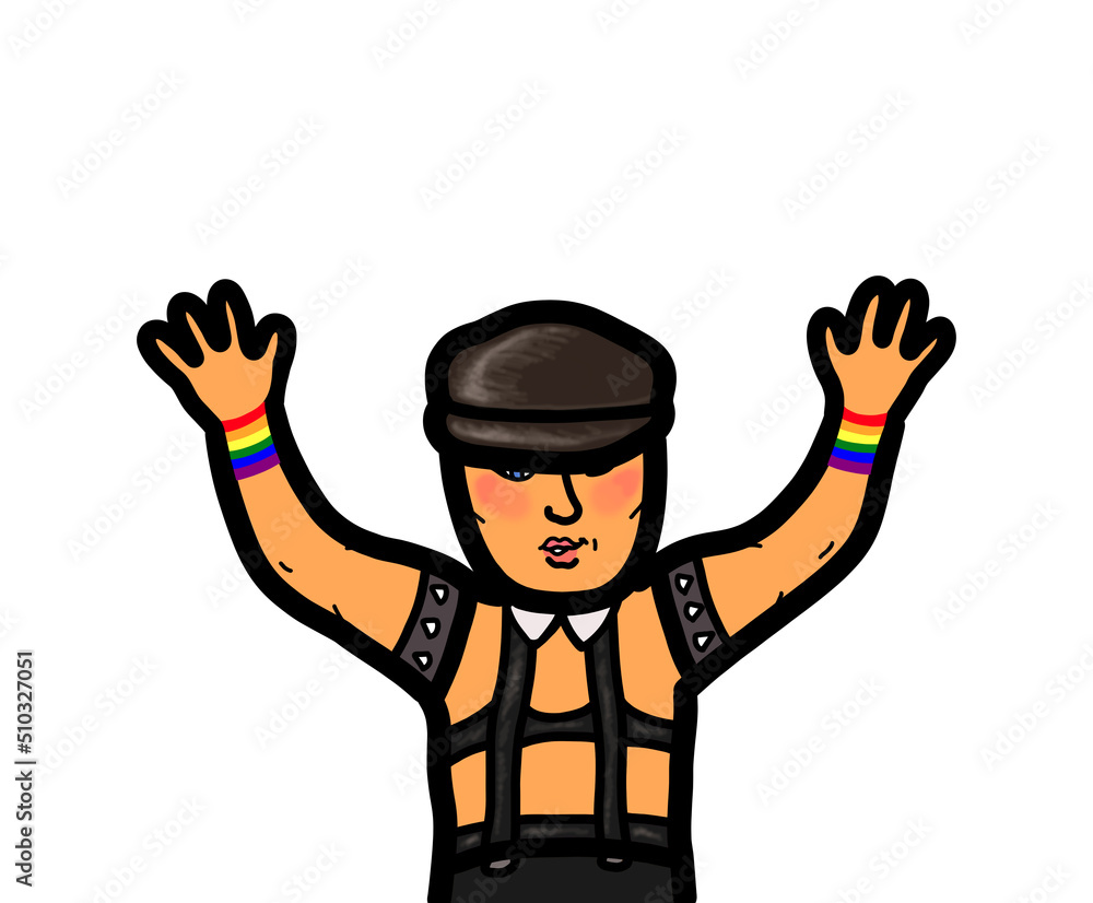 Happy gay pride lgbtq person arm raised celebration Happy gay pride lgbtq person arm raised celebration