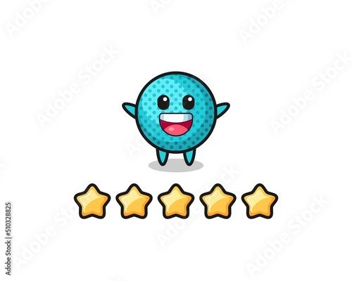 the illustration of customer best rating, spiky ball cute character with 5 stars