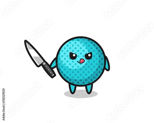 cute spiky ball mascot as a psychopath holding a knife