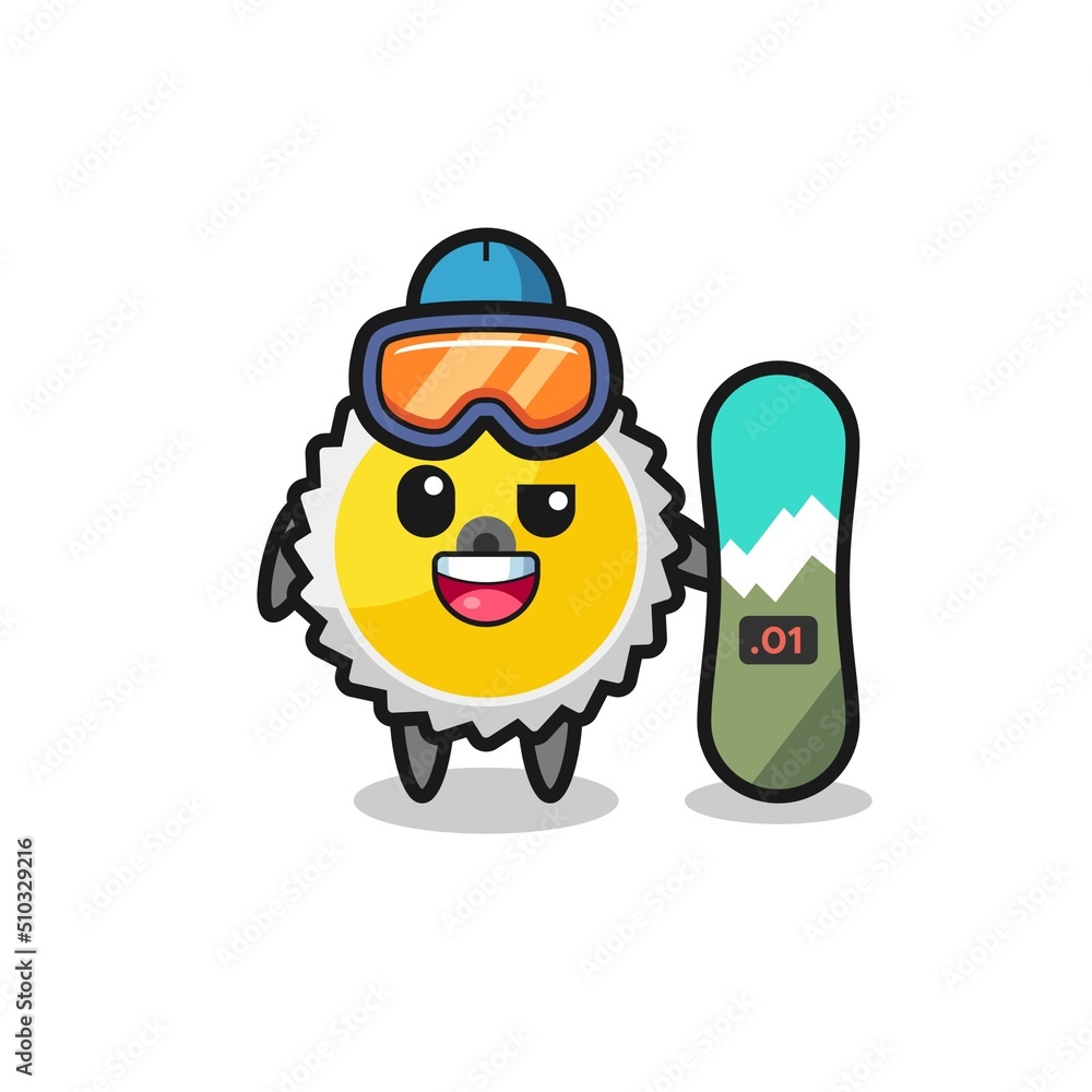 Illustration of saw blade character with snowboarding style Illustration of saw blade character with snowboarding style