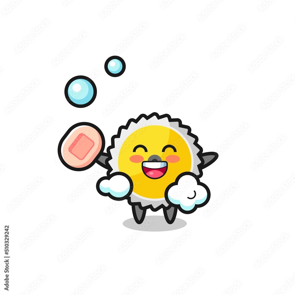 saw blade character is bathing while holding soap saw blade character is bathing while holding soap