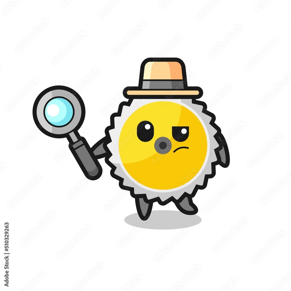 Fototapeta premium saw blade detective character is analyzing a case