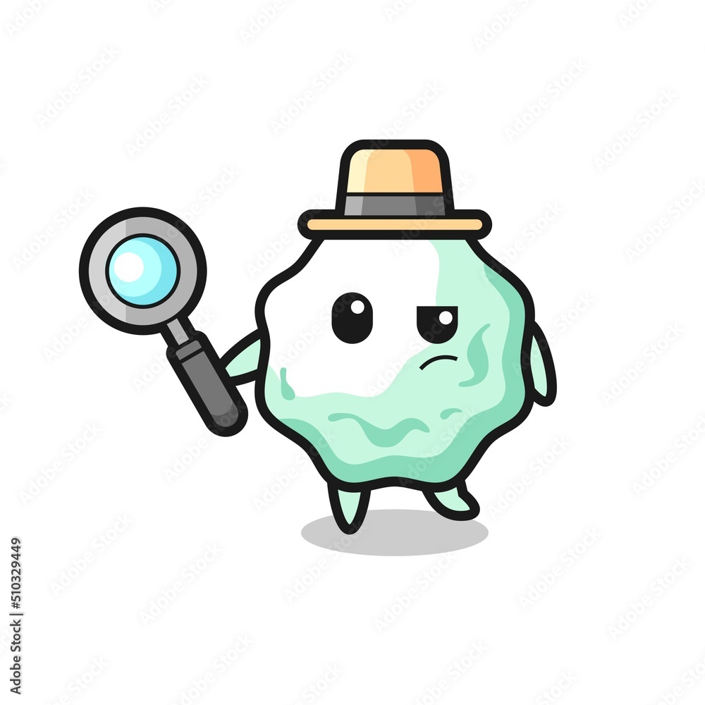 Fototapeta premium chewing gum detective character is analyzing a case
