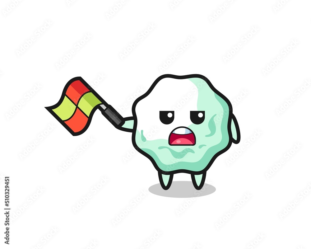 chewing gum cartoon as the line judge hold the flag up at a 45 degree angle chewing gum cartoon as the line judge hold the flag up at a 45 degree angle