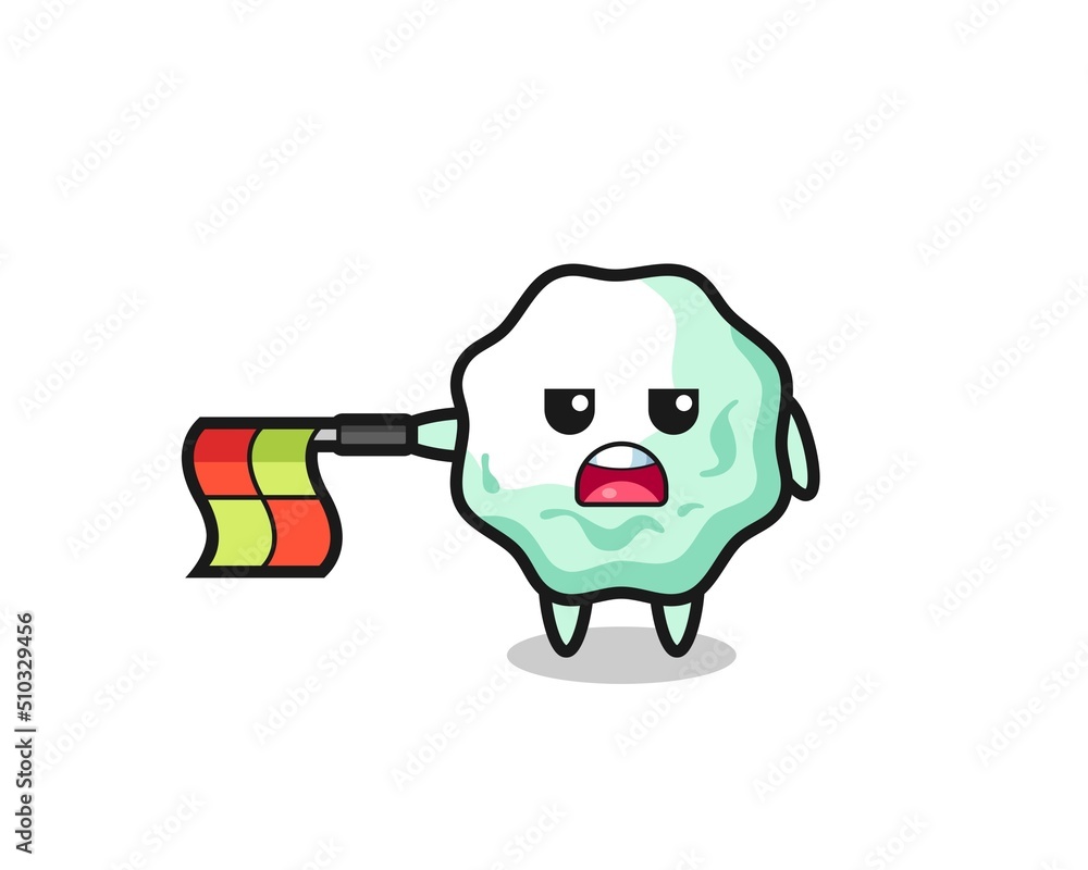 chewing gum character as line judge hold the flag straight horizontally chewing gum character as line judge hold the flag straight horizontally