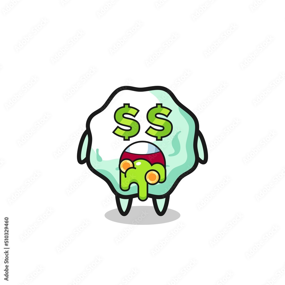 chewing gum character with an expression of crazy about money chewing gum character with an expression of crazy about money