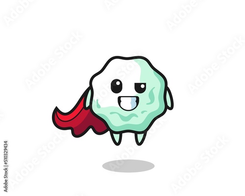 the cute chewing gum character as a flying superhero