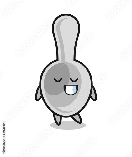 spoon cartoon illustration with a shy expression